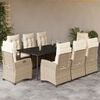 vidaXL 9-delige Tuinset met kussens poly rattan beige