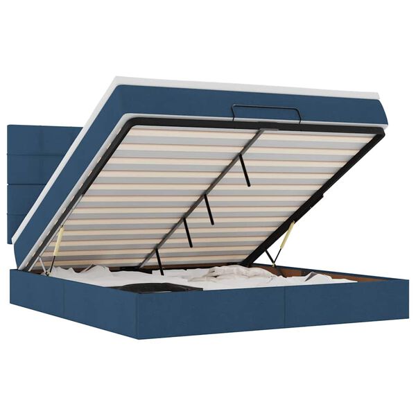 vidaXL Ottoman bed met matras 160x200cm stof blauw
