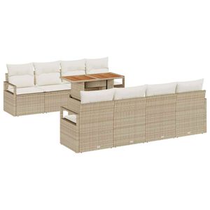 vidaXL Tuin Sofa Set met kussen met kussen 9 pcs Beige en Cr&egrave;me