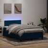 vidaXL Boxspring met matras en LED fluweel donkerblauw 120x220 cm
