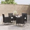 vidaXL 5-delige Bistroset met kussens poly rattan zwart