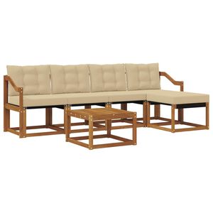 vidaXL Buiten bankenset met kussen 6 pcs Natuurlijk en Beige