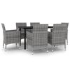 vidaXL 7-delige Tuinset met kussens poly rattan en glas
