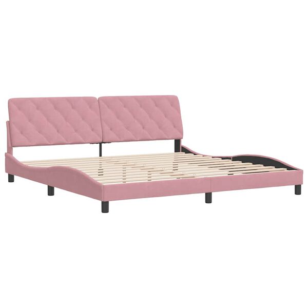 vidaXL Bedframe zonder matras fluweel roze 200x200 cm