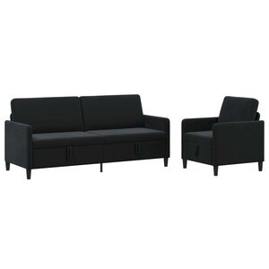 vidaXL Bankenset met opbergruimte 2 st Zwart Polyester