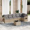 vidaXL 7-delige Loungeset met kussens poly rattan beige