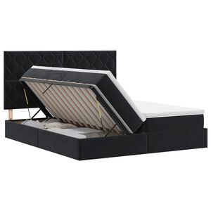 vidaXL Opslag bed met hoofdeinde met opslag Zwart 180 x 200 cm Fluweel