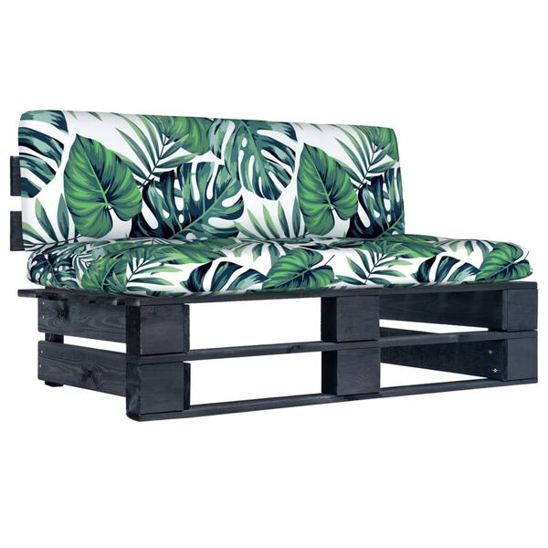 vidaXL Tuinmiddenbank pallet zwart ge&iuml;mpregneerd grenenhout