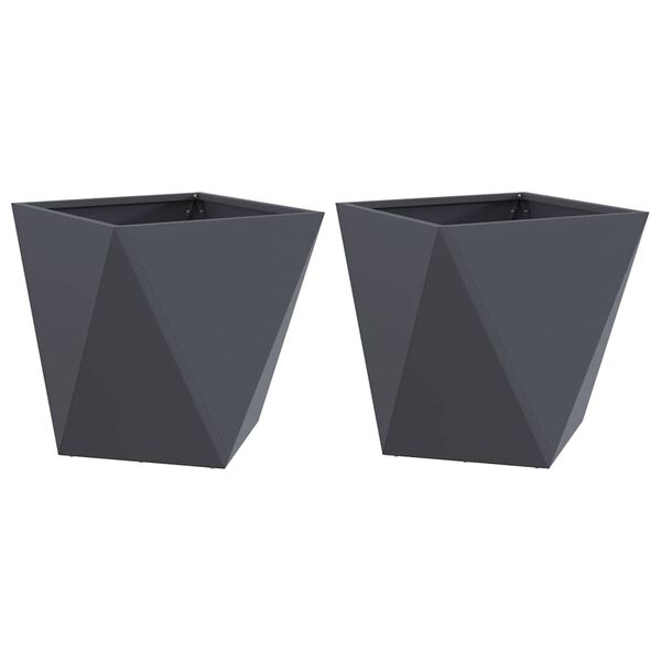vidaXL Plantenbak 2 pcs Antraciet 50 x 50 x 50 cm Staal