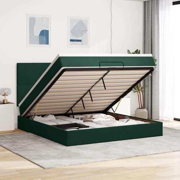 vidaXL Ottoman bed met matrassen en LED's 160x200cm fluweel
