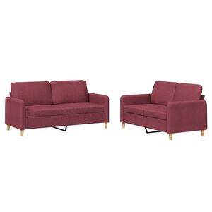vidaXL 2-delige Loungeset met kussens stof wijnrood