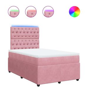 vidaXL Boxspring met matras fluweel roze 120x200 cm
