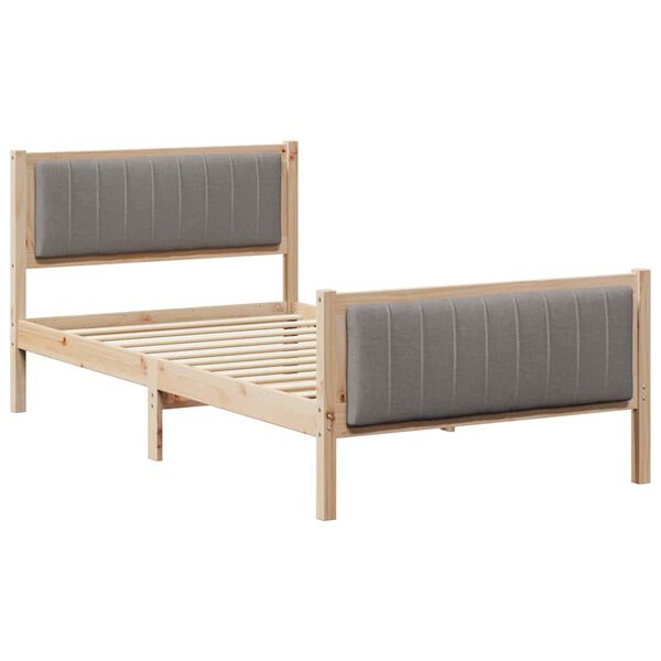 vidaXL Bedframe Bruin en taupe 100 x 200 cm Massief grenenhout