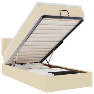 vidaXL Bed met matras 90x200 cm stof cr&egrave;mekleurig