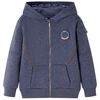 Kindervest met capuchon en rits 128 gem&ecirc;leerd donkerblauw
