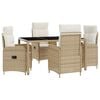 vidaXL Buiten eettafelset 5 pcs Beige en Cr&egrave;me Wit 150 x 90 x 75 cm