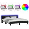 vidaXL Bedframe met hoofdeinde en LED zwart 180x200 cm