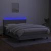 vidaXL Boxspring met matras en LED stof lichtgrijs 140x190 cm