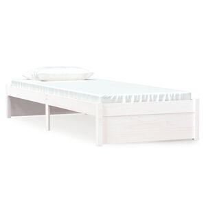 vidaXL Bedframe massief hout wit 75x190 cm