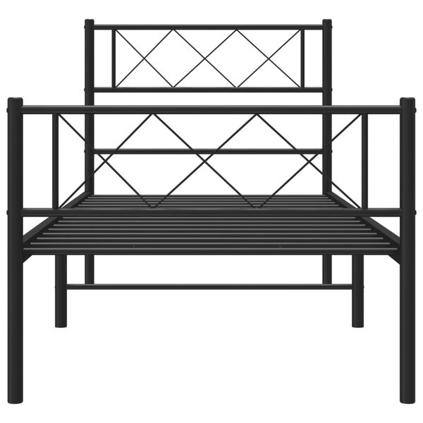 vidaXL Bedframe met hoofd- en voeteneinde metaal zwart 100x190 cm
