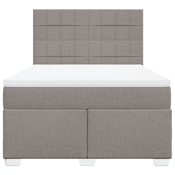 vidaXL Boxspring met matras stof taupe 160x200 cm