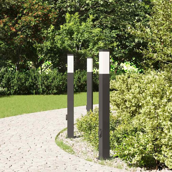 vidaXL Bolderverlichting met stopcontact 3 stuks 80 cm Zwart IP44