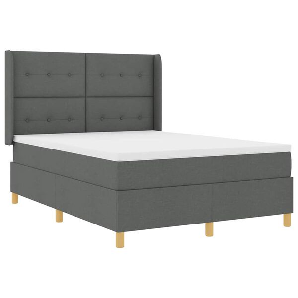 vidaXL Boxspringbed met matras met LED Grijs 140 x 190 cm Stof