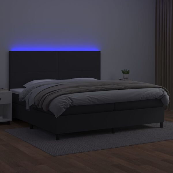 vidaXL Boxspring met matras en LED kunstleer zwart 200x200 cm