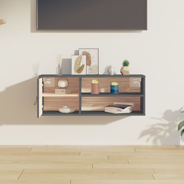 vidaXL Wandkast 80x30x30 cm massief grenenhout grijs