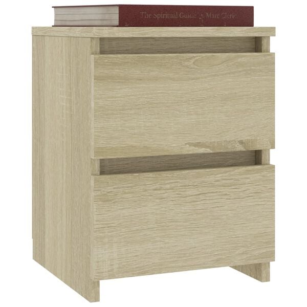 vidaXL Nachtkastjes 2 st 30x30x40 cm bewerkt hout sonoma eikenkleurig