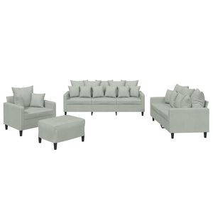 vidaXL 4-delige Loungeset met kussens fluweel lichtgrijs