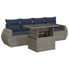 vidaXL 5-delige Loungeset met kussens poly rattan acacia grijs