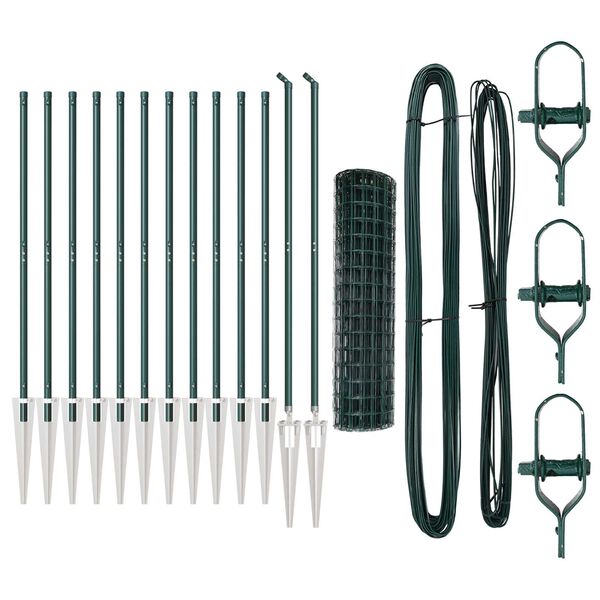 vidaXL Hek met Paal Groen 1 x 25 m Staal en PVC