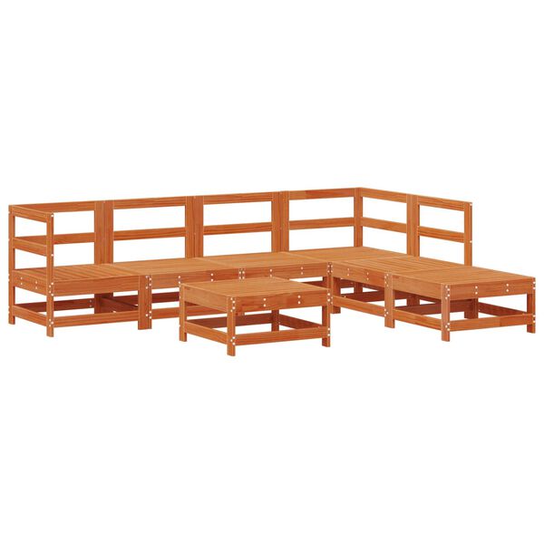 vidaXL Tuin loungeset 7 pcs Waskleur Bruin Massief grenenhout