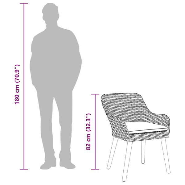 vidaXL Eetkamerset Lichtgrijs Poly riet