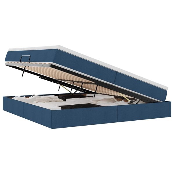 vidaXL Opslag bed met matras met matras Blauw 200 x 200 cm Polyester