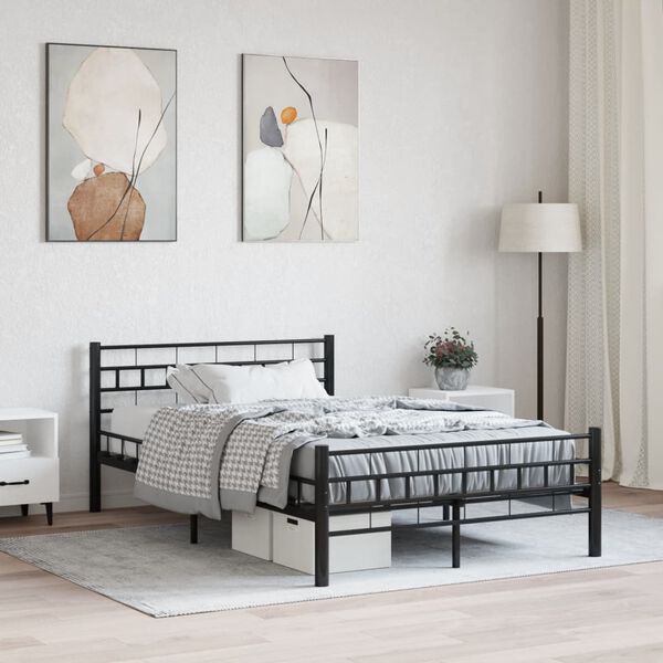 vidaXL Bedframe staal zwart 140x200 cm
