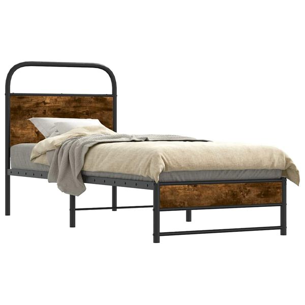 vidaXL Bedframe zonder matras bewerkt hout gerookt eiken 75x190 cm