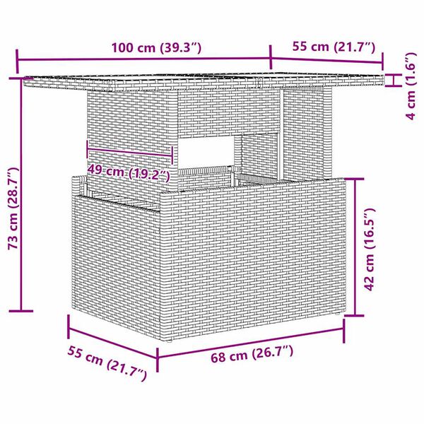 vidaXL Tuin Sofa Set met kussen met kussen 11 pcs Beige Poly Rattan