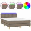 vidaXL Boxspring met matras en LED stof taupe 140x190 cm