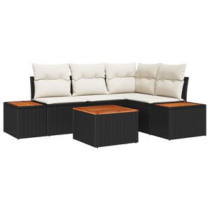 vidaXL Tuinbankenset met kussen 4 pcs Zwart en Cr&egrave;me Polyrattan
