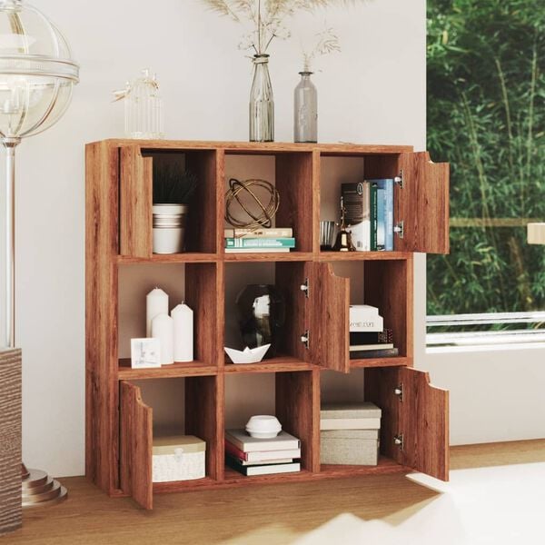 vidaXL Boekenkast 88,5x27,5x88 cm bewerkt hout bruineiken