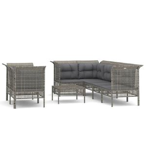 vidaXL 8-delige Loungeset met kussens poly rattan grijs