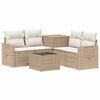 vidaXL Bankstel 6 st Beige en Cr&egrave;me Wit Poly Rattan en Staal
