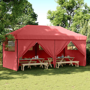 vidaXL Partytent inklapbaar pop-up met 4 zijwanden bordeauxrood