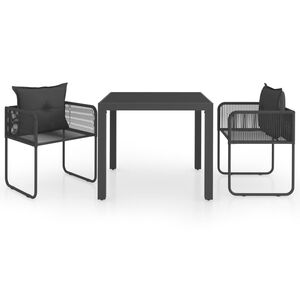 vidaXL 3-delige Tuinset PVC-rattan zwart