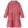 Kinderjurk met lange mouwen ribfluweel 128 oudroze