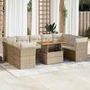 vidaXL 10-delige Loungeset met kussens poly rattan beige