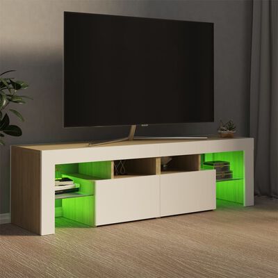 vidaXL Tv-meubel met LED-verlichting 140x36,5x40cm wit en sonoma eiken
