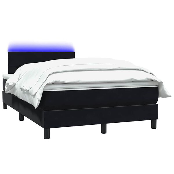vidaXL Boxspring met matras en LED fluweel zwart 120x210 cm